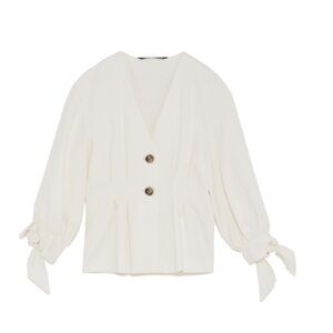 Zara Ivory Blouse with Tie Sleeves